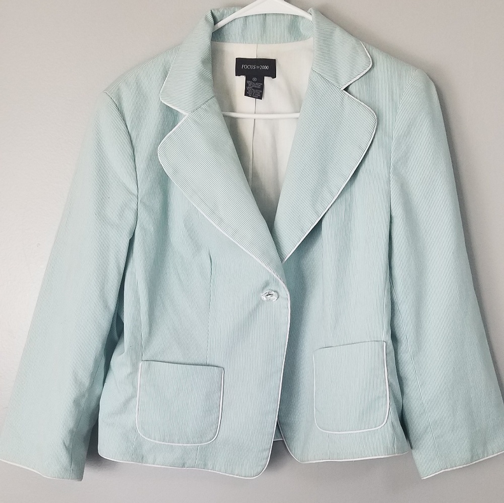 White  light blue blazer
